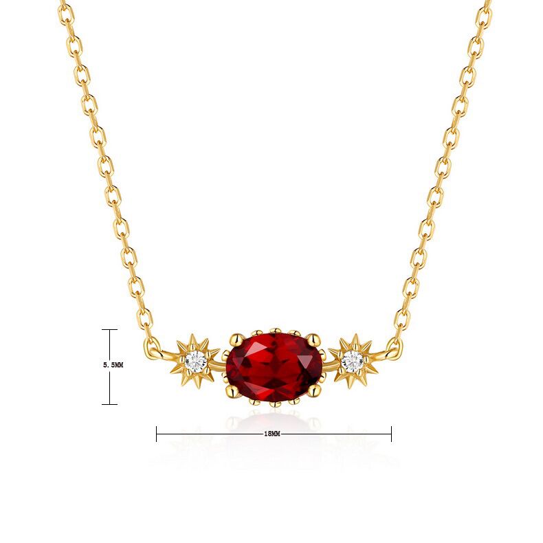 Retro S925 Sterling Silver Necklace with 9k Yellow Gold Plating Mozambique Garnet/ London Blue Topaz